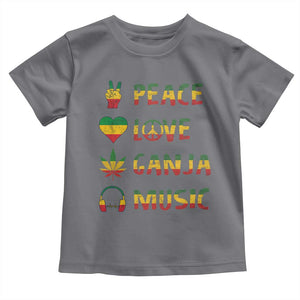 Rasta Weed Toddler T Shirt Peace Love Ganja Marijuana Cannabis Reggae Music TS10 Charcoal Print Your Wear