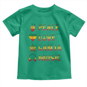Rasta Weed Toddler T Shirt Peace Love Ganja Marijuana Cannabis Reggae Music TS10 Irish Green Print Your Wear