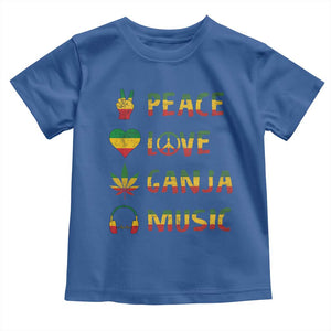 Rasta Weed Toddler T Shirt Peace Love Ganja Marijuana Cannabis Reggae Music TS10 Royal Blue Print Your Wear