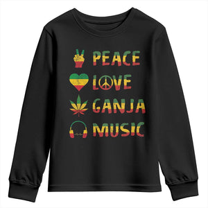 Rasta Weed Youth Sweatshirt Peace Love Ganja Marijuana Cannabis Reggae Music TS10 Black Print Your Wear