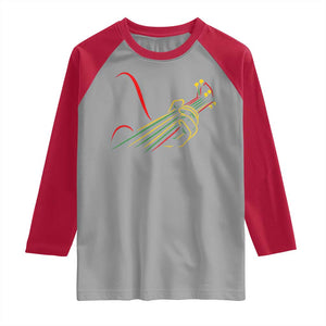 Reggae Guitar Raglan Shirt Rasta Music Gift for Guitar Lovers TS10 Sport Gray Red Print Your Wear