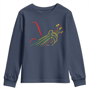 Reggae Guitar Youth Sweatshirt Rasta Music Gift for Guitar Lovers TS10 Navy Print Your Wear