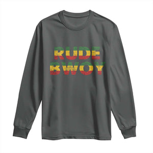 Rude Boy Long Sleeve Shirt Jamaican Rasta Reggae Roots Gifts Jamaica TS10 Dark Heather Print Your Wear