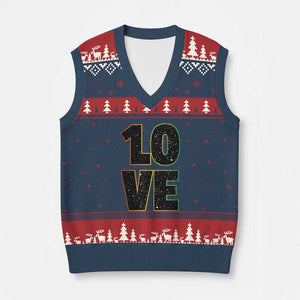 One Love Jamaican Rasta Reggage Music V-Neck Knit Sweater Vest TS10 Navy Red Print Your Wear