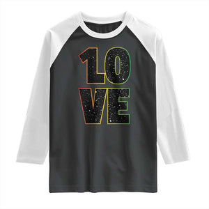 One Love Jamaican Rasta Reggage Music Raglan Shirt TS10 Black White Print Your Wear