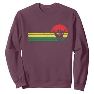Rasta Reggae Shaka Hand Sweatshirt Retro Vintage Jamaica Flag Rasta Hawaii Shaka Sign TS10 Maroon Print Your Wear