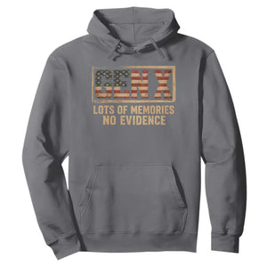 Funny Saying Sarcastic Gen X Lots of Memories No Evidence Hoodie Vintage American Flag