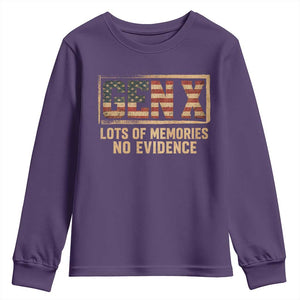 Funny Saying Sarcastic Gen X Lots of Memories No Evidence Youth Sweatshirt Vintage American Flag