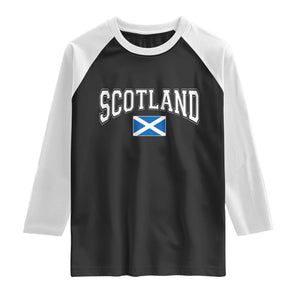 Scotland Raglan Shirt Vintage Retro Varsity Sports Scottish Flag Graphic