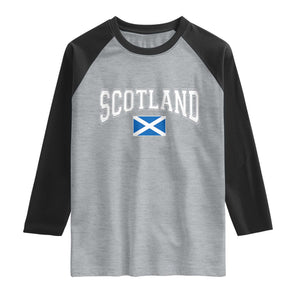 Scotland Raglan Shirt Vintage Retro Varsity Sports Scottish Flag Graphic