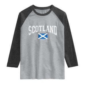 Scotland Raglan Shirt Vintage Retro Varsity Sports Scottish Flag Graphic