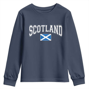 Scotland Youth Sweatshirt Vintage Retro Varsity Sports Scottish Flag Graphic