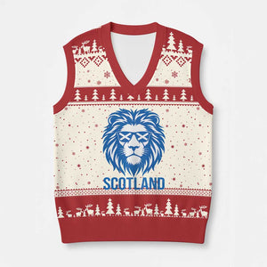 Vintage Scotland Lion V-Neck Knit Sweater Vest Retro SCOT Fan Scottish Flag