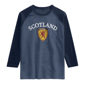Scotland Soccer Raglan Shirt Scottish Rampant Lion Scotland Coat of Arms Banner Football Fan