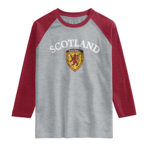 Scotland Soccer Raglan Shirt Scottish Rampant Lion Scotland Coat of Arms Banner Football Fan