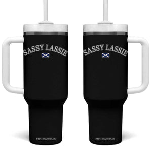 Sassy Lassie Scotland Flag Tumbler With Handle Funny Scottish Pride Heritage Gift TS10 One Size: 40 oz Black Print Your Wear