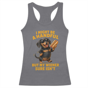 Funny Embarrassing Dachshund Racerback Tank Top Wiener Hot Dog Pun Crude Cringey Inappropriate Humor