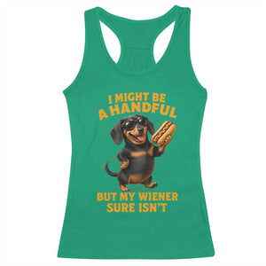Funny Embarrassing Dachshund Racerback Tank Top Wiener Hot Dog Pun Crude Cringey Inappropriate Humor