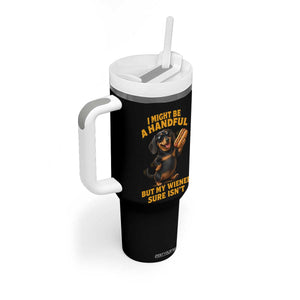 Funny Embarrassing Dachshund Tumbler With Handle Wiener Hot Dog Pun Crude Cringey Inappropriate Humor
