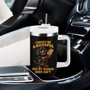 Funny Embarrassing Dachshund Tumbler With Handle Wiener Hot Dog Pun Crude Cringey Inappropriate Humor