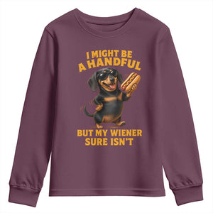 Funny Embarrassing Dachshund Youth Sweatshirt Wiener Hot Dog Pun Crude Cringey Inappropriate Humor