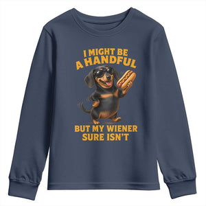 Funny Embarrassing Dachshund Youth Sweatshirt Wiener Hot Dog Pun Crude Cringey Inappropriate Humor