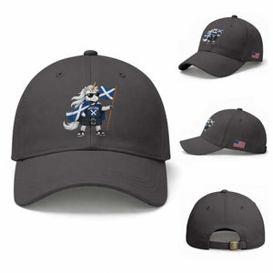 Funny Scotland Unicorn Baseball Cap Cool Scottish Unicorn with Kilt Flag Scotland Pride Football Fans
