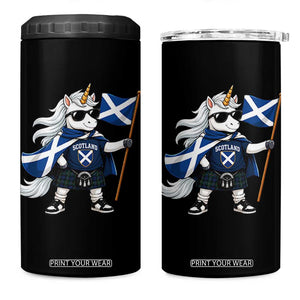 Funny Scotland Unicorn 4 in 1 Can Cooler Tumbler Cool Scottish Unicorn with Kilt Flag Scotland Pride Football Fans