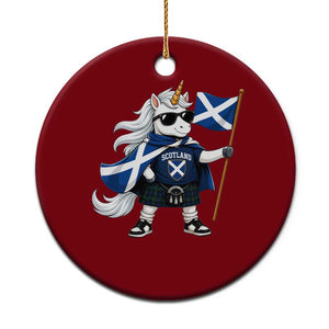 Funny Scotland Unicorn Ceramic Ornament Cool Scottish Unicorn with Kilt Flag Scotland Pride Football Fans