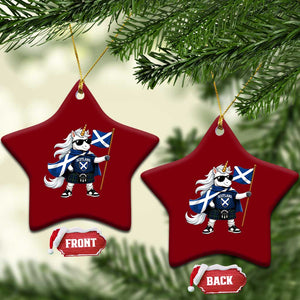Funny Scotland Unicorn Ceramic Ornament Cool Scottish Unicorn with Kilt Flag Scotland Pride Football Fans