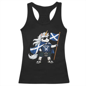 Funny Scotland Unicorn Racerback Tank Top Cool Scottish Unicorn with Kilt Flag Scotland Pride Football Fans