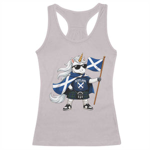 Funny Scotland Unicorn Racerback Tank Top Cool Scottish Unicorn with Kilt Flag Scotland Pride Football Fans