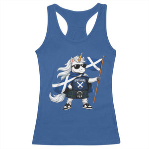 Funny Scotland Unicorn Racerback Tank Top Cool Scottish Unicorn with Kilt Flag Scotland Pride Football Fans