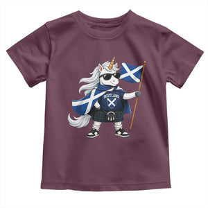 Funny Scotland Unicorn Toddler T Shirt Cool Scottish Unicorn with Kilt Flag Scotland Pride Football Fans