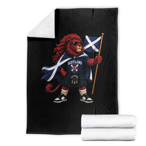 Proud Scotland Rampant Lion Throw Blanket Scottish Flag Red Lion Mascot with Kilt Football Fans