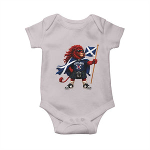 Proud Scotland Rampant Lion Baby Onesie Scottish Flag Red Lion Mascot with Kilt Football Fans