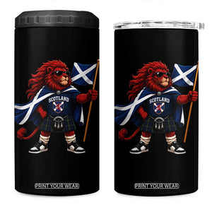 Proud Scotland Rampant Lion 4 in 1 Can Cooler Tumbler Scottish Flag Red Lion Mascot with Kilt Football Fans
