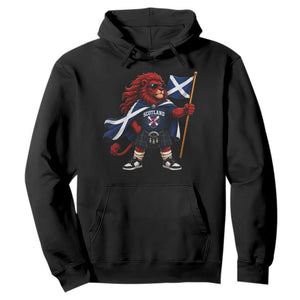 Proud Scotland Rampant Lion Hoodie Scottish Flag Red Lion Mascot with Kilt Football Fans