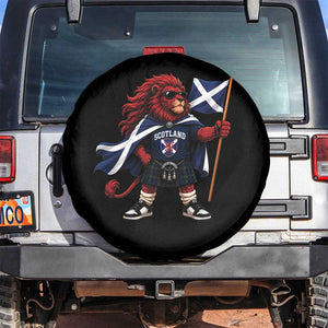 Proud Scotland Rampant Lion Spare Tire Cover Scottish Flag Red Lion Mascot with Kilt Football Fans