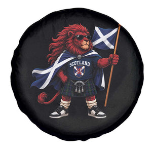 Proud Scotland Rampant Lion Spare Tire Cover Scottish Flag Red Lion Mascot with Kilt Football Fans
