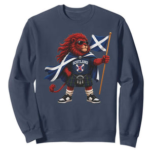 Proud Scotland Rampant Lion Sweatshirt Scottish Flag Red Lion Mascot with Kilt Football Fans