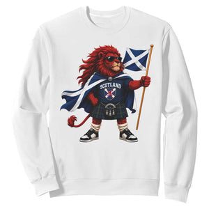 Proud Scotland Rampant Lion Sweatshirt Scottish Flag Red Lion Mascot with Kilt Football Fans