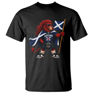 Proud Scotland Rampant Lion T Shirt Scottish Flag Red Lion Mascot with Kilt Football Fans