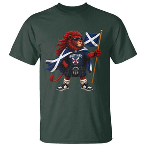 Proud Scotland Rampant Lion T Shirt Scottish Flag Red Lion Mascot with Kilt Football Fans