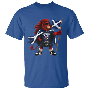 Proud Scotland Rampant Lion T Shirt Scottish Flag Red Lion Mascot with Kilt Football Fans