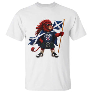Proud Scotland Rampant Lion T Shirt Scottish Flag Red Lion Mascot with Kilt Football Fans