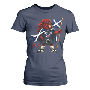 Proud Scotland Rampant Lion T Shirt For Women Scottish Flag Red Lion Mascot with Kilt Football Fans