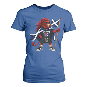 Proud Scotland Rampant Lion T Shirt For Women Scottish Flag Red Lion Mascot with Kilt Football Fans