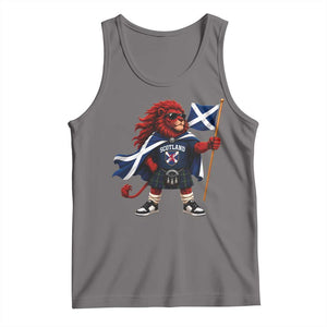 Proud Scotland Rampant Lion Tank Top Scottish Flag Red Lion Mascot with Kilt Football Fans