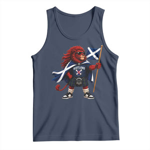 Proud Scotland Rampant Lion Tank Top Scottish Flag Red Lion Mascot with Kilt Football Fans